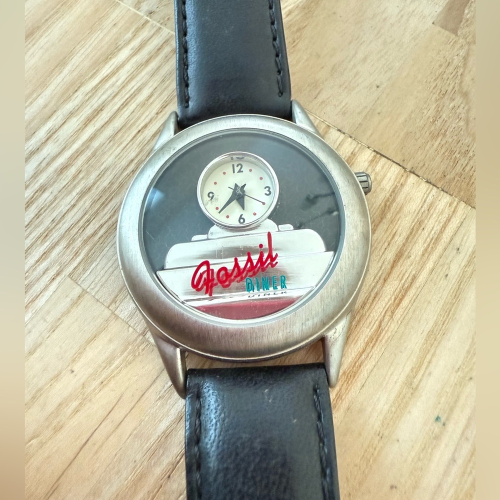 Vintage retro Fossil Roadtrip collection Diner watch NEW BATTERY